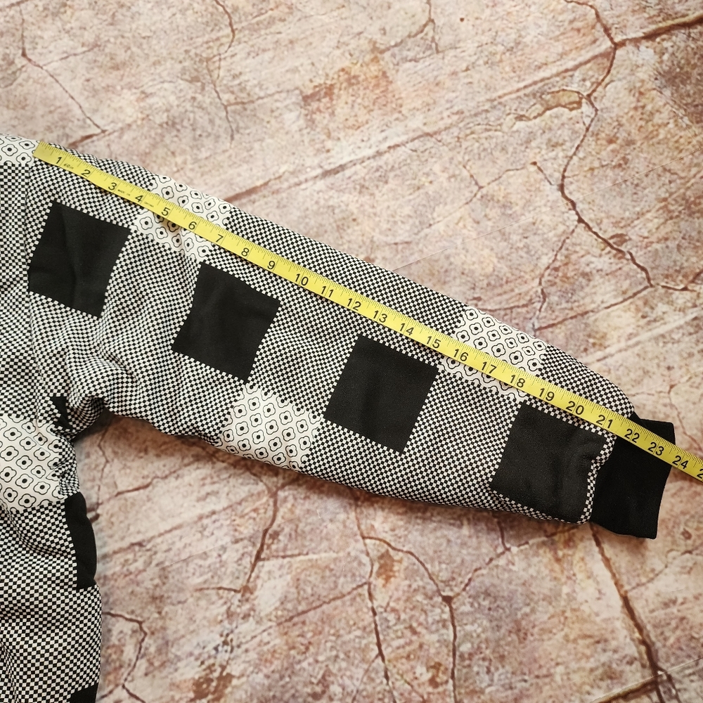 Black and White Checkered Full Zip Lined Hoodie - Picture 9 of 13